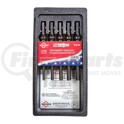 Mayhew Tools 32040 5PC PRO pneumatics PIN/DRIFT PUNCH SET