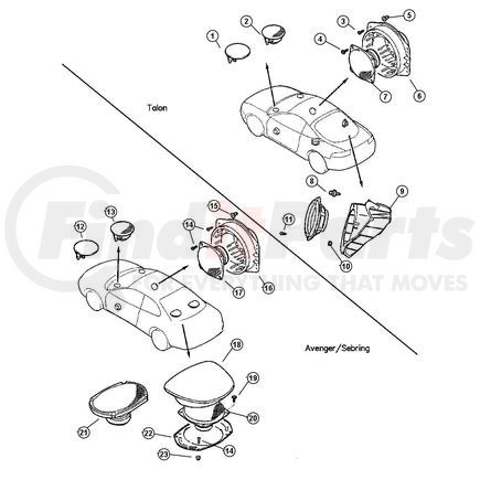 Chrysler MR758639 GRILLE. Right. Speaker. Diagram 7