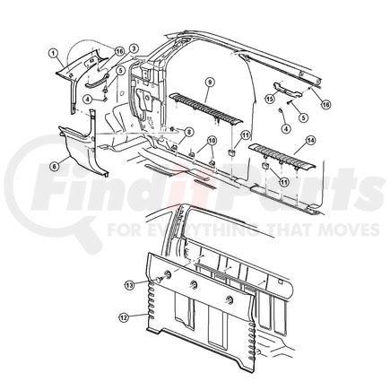 Chrysler 5HD43WL5AB PANEL. Left. Cowl Side Trim. Diagram 6