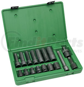 SK Hand Tool 4050 1/2" Dr 6 Pt STD and Deep SAE ImpactSocket Set 17 Pc