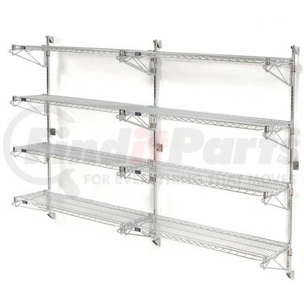 Global Industrial 798243 Nexel&#174; Chrome Wall Mount Wire 4 Shelf Add-Ons, 72"W x 24"D x 63"H