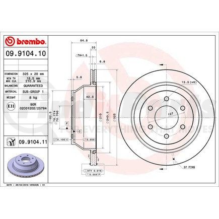 Brembo 09910411 Disc Brake Rotor for SAAB