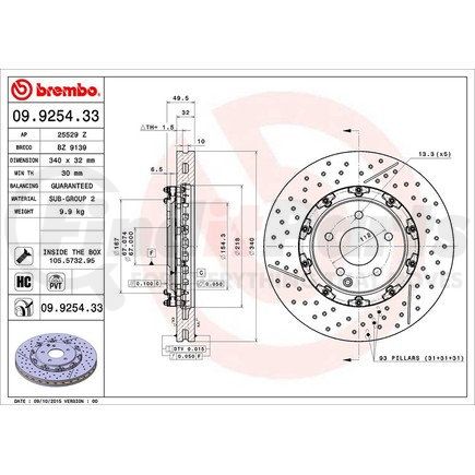 Brembo 09 9254 33 Disc Brake Rotor for MERCEDES BENZ