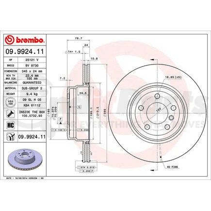 Brembo 09 9924 11 Disc Brake Rotor for BMW