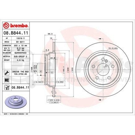 Brembo 08B84411 Disc Brake Rotor