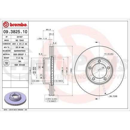 Brembo 09.3825.10 BRAKE DISC