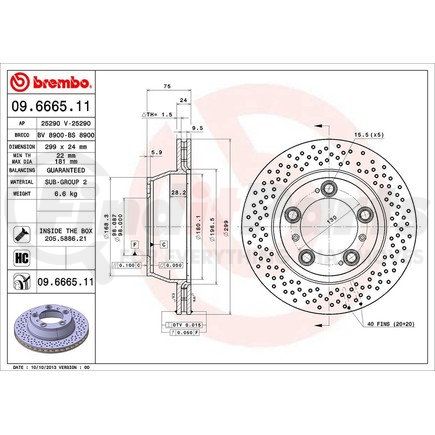 Brembo 09 6665 11 Disc Brake Rotor for PORSCHE