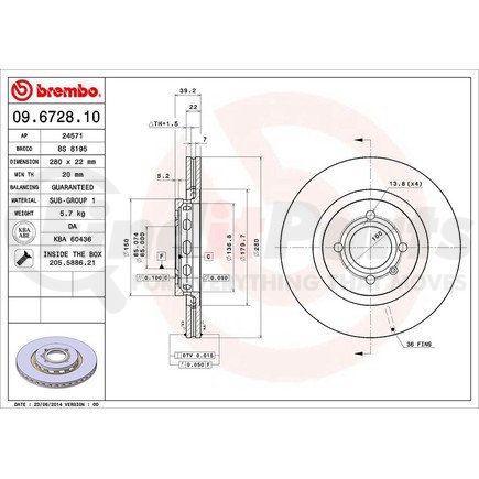 Brembo 09.6728.10 BRAKE DISC