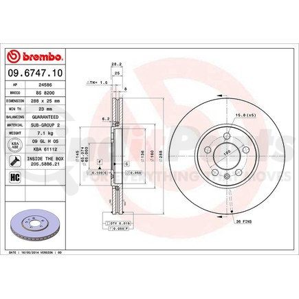 Brembo 09.6747.10 BRAKE DISC