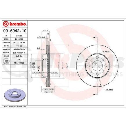 Brembo 09.6942.10 BRAKE DISC
