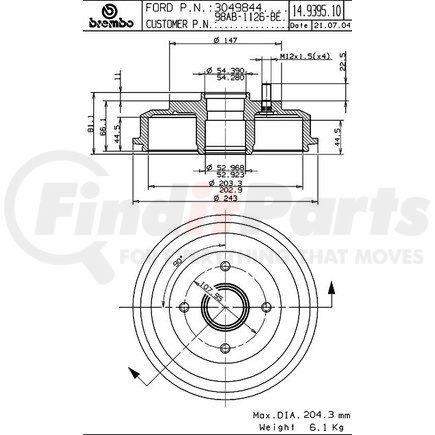 Brembo 14939510 Brake Drum