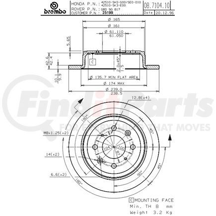 Brembo 25199 BRAKE DISC