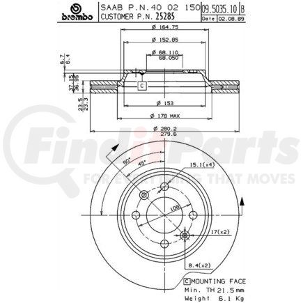 Brembo 25285 BRAKE DISC