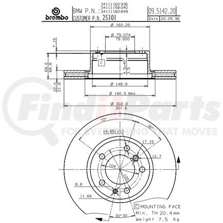 Brembo 25301 BRAKE DISC