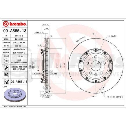 Brembo 09.A665.13 