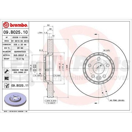 Brembo 09 B025 11 Disc Brake Rotor for VOLVO