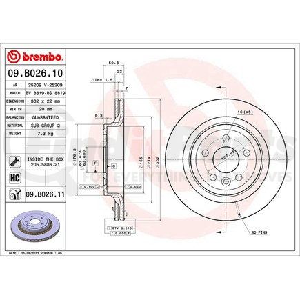 Brembo 09 B026 11 Disc Brake Rotor for VOLVO