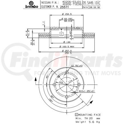 Brembo 25511 BRAKE DISC