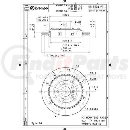 Brembo 25928 Disc Brake Rotor for MERCEDES BENZ