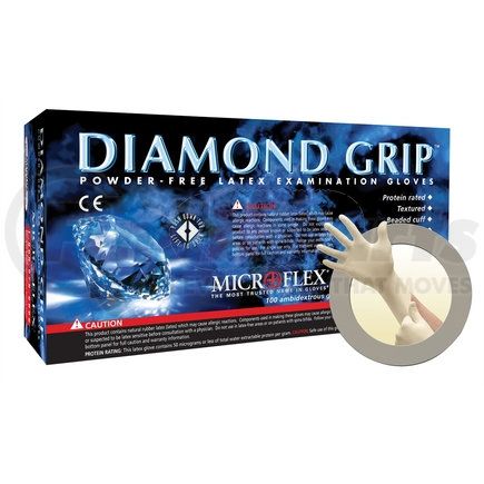 Microflex MF-300-S Diamond Grip Powder-Free Latex Examination Gloves, Natural, Small