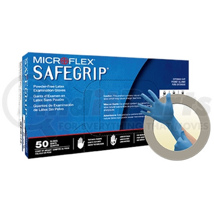 Microflex SG-375-L SafeGrip® Powder-Free Latex Examination Gloves, Blue, Large