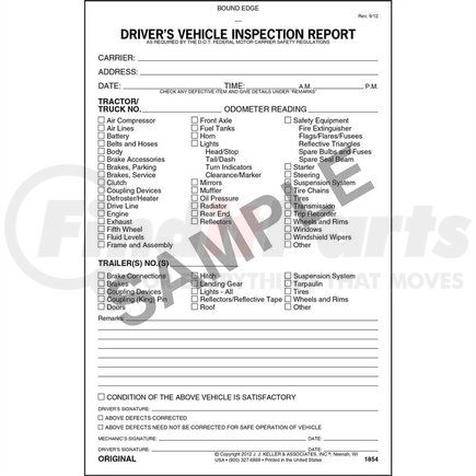 The Main Resource DVIR Detailed Driver's Vehicle Inspection Report, 2-Ply, w/Carbon