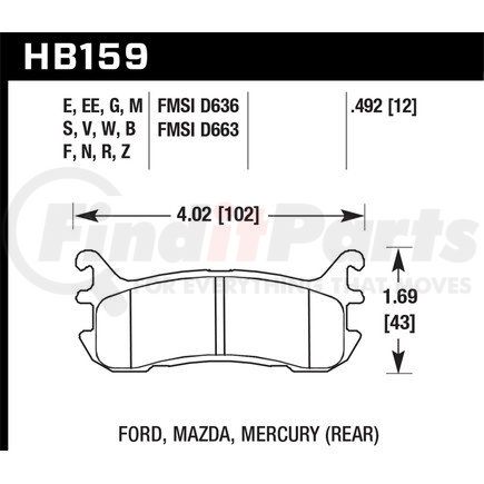 Hawk Friction HB159N492 BRAKE PADS FORD MAZDA
