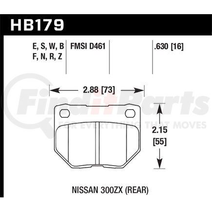 Hawk Friction HB179N630 Brake Pads: 1989-1996 For Nissan 300ZX; Rear