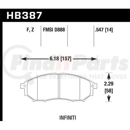 Hawk Friction HB387Z547 BRAKE PADS PERF. CERAMIC