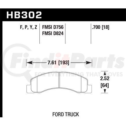 Hawk Friction HB302Y700 Brake Pads: 2001 Ford Excursion; LTS Compound