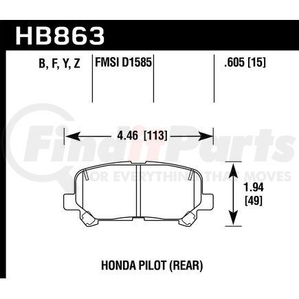 Hawk Friction HB863Y605 LTS BRAKE PADS