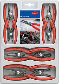 Knipex 00 20 04 SB 8 Piece Precision  Internal & External  Snap Ring Pliers Set