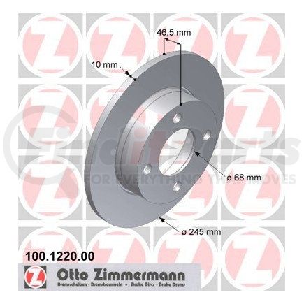 Zimmermann 100122000 Disc Brake Rotor