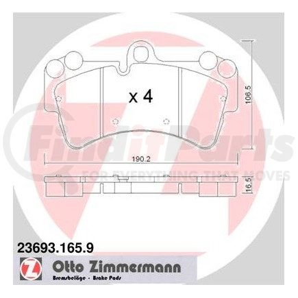 Zimmermann 23693 165 9 Disc Brake Pad for PORSCHE