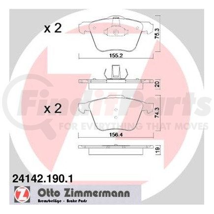 Zimmermann 24142 190 1 Disc Brake Pad for VOLVO