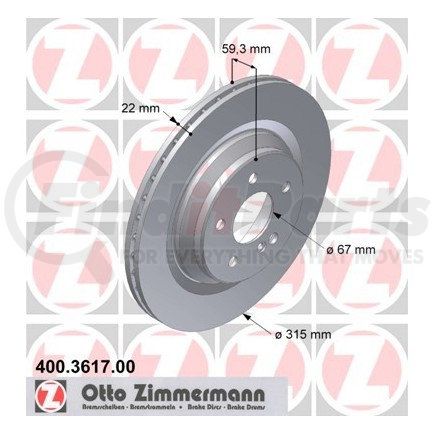 Zimmermann 400361700 Disc Brake Rotor