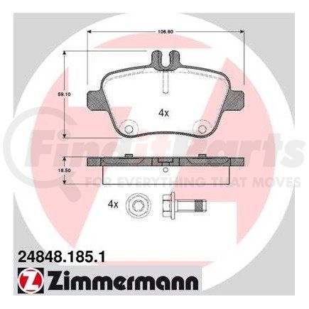 Zimmermann 24848 185 1 Disc Brake Pad for MERCEDES BENZ