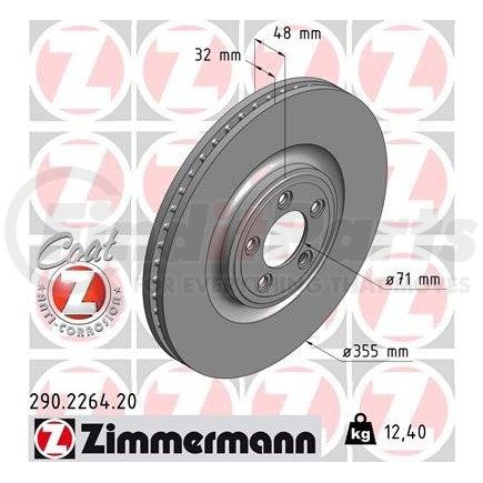 Zimmermann 290 2264 20 Disc Brake Rotor for JAGUAR