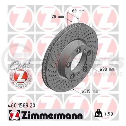 Zimmermann 460 1589 20 Disc Brake Rotor for PORSCHE