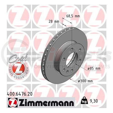 Zimmermann 400 6476 20 Disc Brake Rotor for MERCEDES BENZ