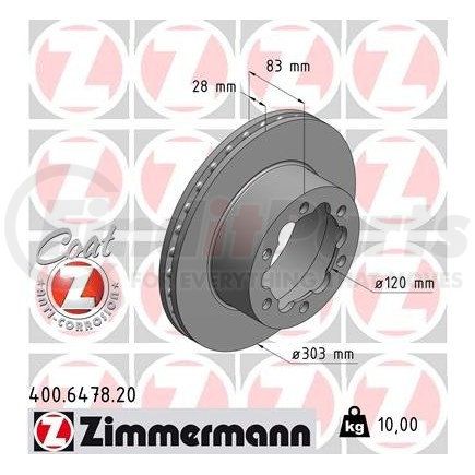 Zimmermann 400 6478 20 Disc Brake Rotor for MERCEDES BENZ