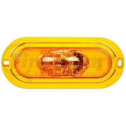 Truck-Lite 60042Y Side Turn Signal Light - 60 Series, LED, Yellow Oval, 6 Diode, Yellow Flange Mount, Fit 'N Forget S.S., 12V