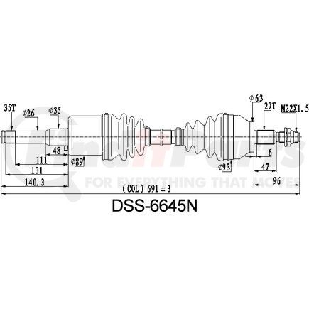 DIVERSIFIED SHAFTS SOLUTIONS, INC. (DSS) 6645N CV AXLE SHAFT