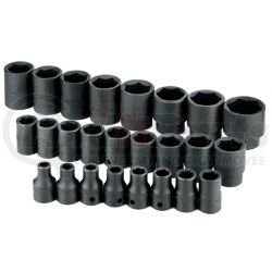 SK Hand Tool 4037 1/2" Dr 6 Pt STD Metric ImpactSocket Set, 25 Pc