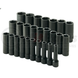 SK Hand Tool 4047 1/2" Dr 6 Pt Deep Metric ImpactSocket Set, 26 Pc