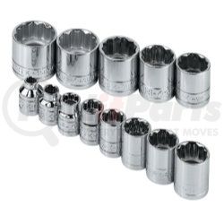 SK Hand Tool 4653 3/8" Dr  Socket Chrome STD 12 Pt SAE Set, 13Pc