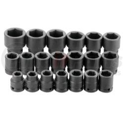 SK Hand Tool 84419 3/4" Dr 6 Pt STD Metric Impact Socket Set, 20 Pc