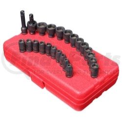 Sunex Tools 1818 1/4" Drive SAE & Metric Master Magnetic Impact Socket Set, 23 Pc.