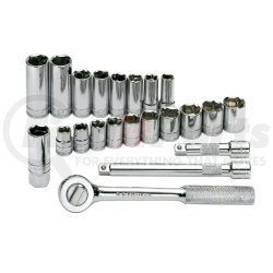 SK Hand Tool 91820 3/8" Dr 6 Pt STD and Deep Met  Socket Set 22Pc