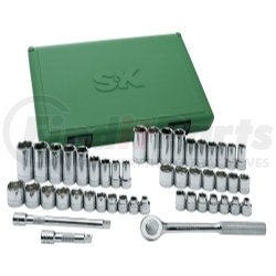 SK Hand Tool 94547-12 3/8" Dr 12 Pt STD & Dp SAE & Met  Skt Set, 47Pc